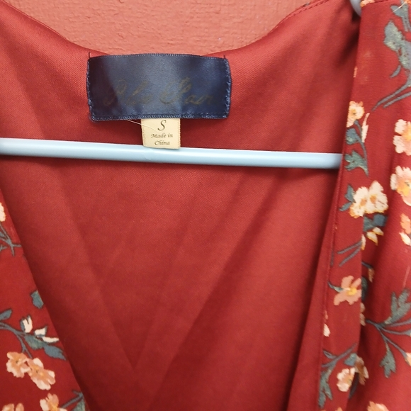 Floral Wrap Dress in Red and Yellow - Picture 2 of 5